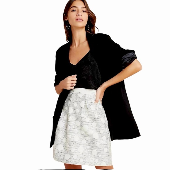 Anthropologie Skirt Jacquard Embellished Mini High Rise A-Line White Metallic 8 - Picture 2 of 15